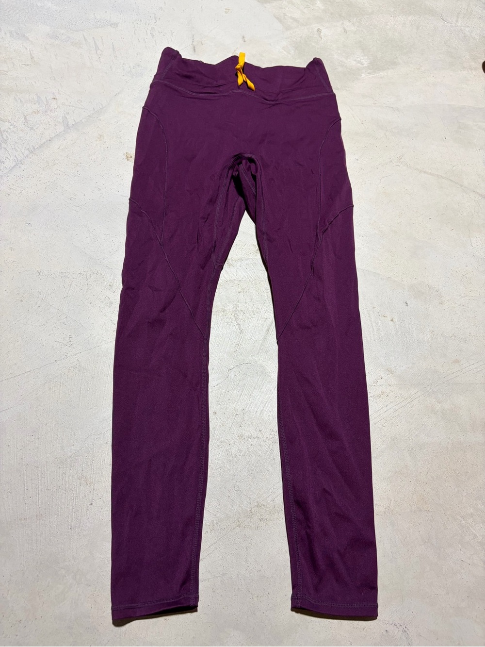 Fabletics motion365 Purple Stretch Active Leggings with Yellow Drawcord medium